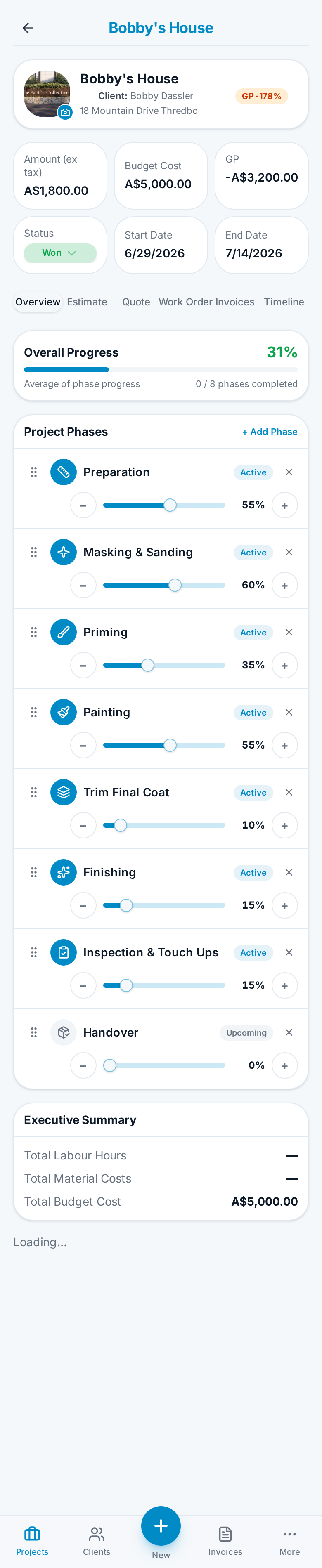 Phases & site progress